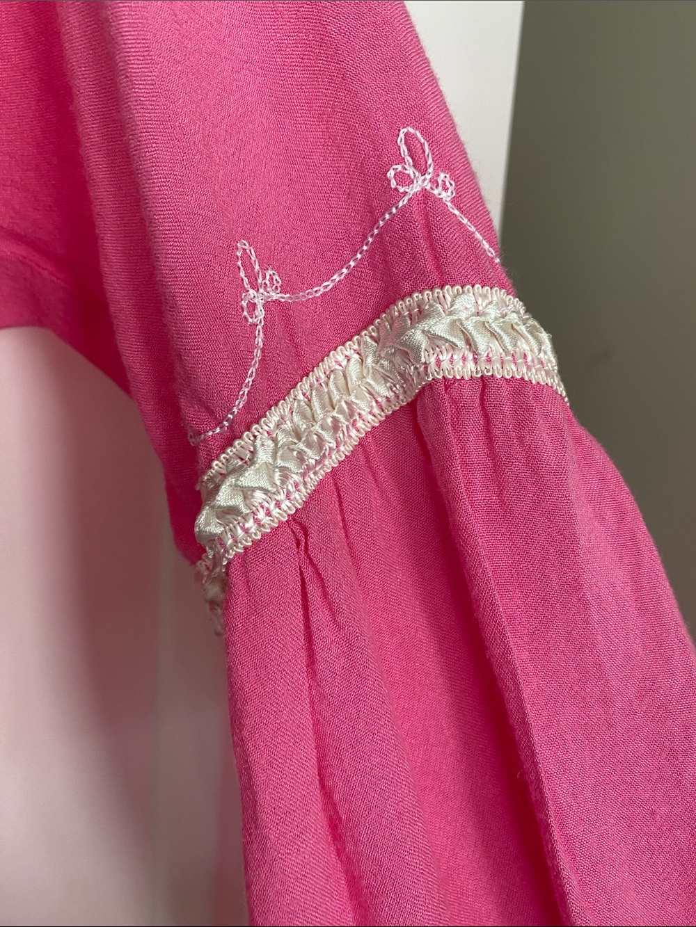 Bartholomew Pink and White Embroidered Tunic Top Bathing Suit Cover Up S/M - Picture 4 of 9